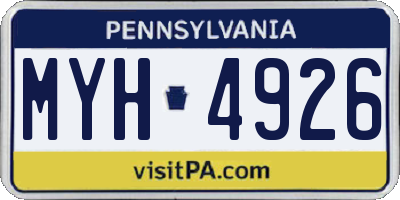 PA license plate MYH4926