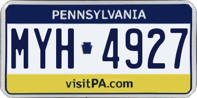 PA license plate MYH4927