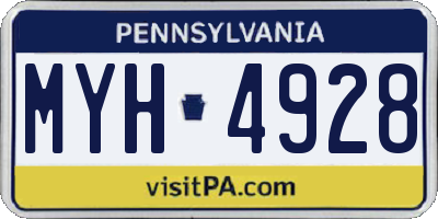 PA license plate MYH4928