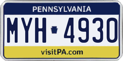 PA license plate MYH4930