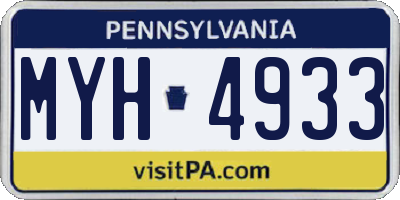 PA license plate MYH4933