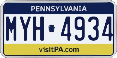 PA license plate MYH4934