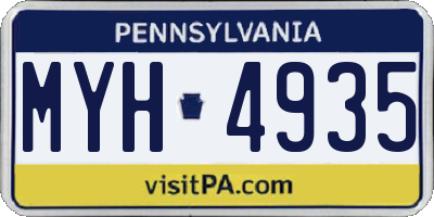PA license plate MYH4935