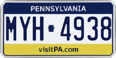 PA license plate MYH4938
