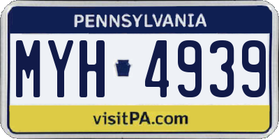 PA license plate MYH4939