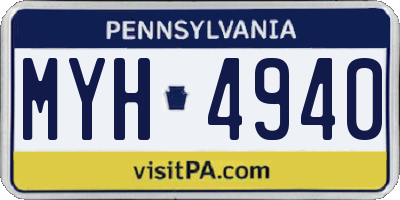 PA license plate MYH4940