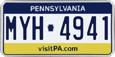 PA license plate MYH4941