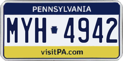 PA license plate MYH4942