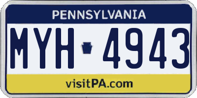 PA license plate MYH4943