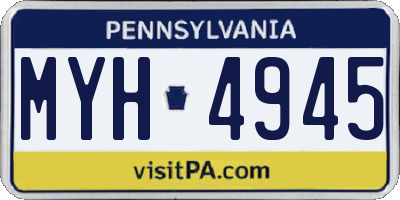 PA license plate MYH4945