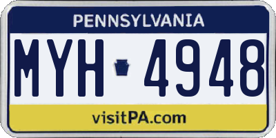 PA license plate MYH4948