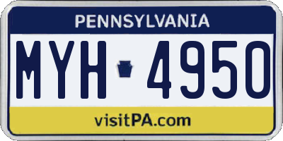 PA license plate MYH4950