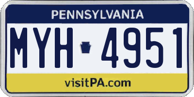 PA license plate MYH4951