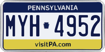 PA license plate MYH4952