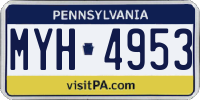 PA license plate MYH4953
