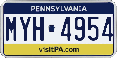 PA license plate MYH4954