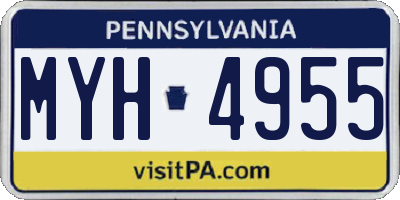PA license plate MYH4955