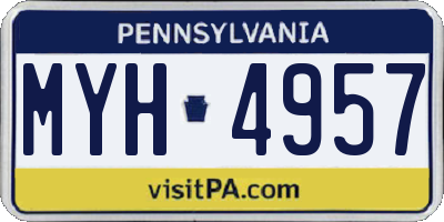 PA license plate MYH4957
