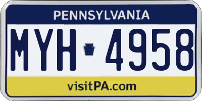 PA license plate MYH4958
