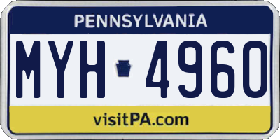 PA license plate MYH4960