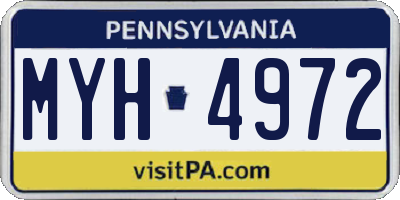 PA license plate MYH4972