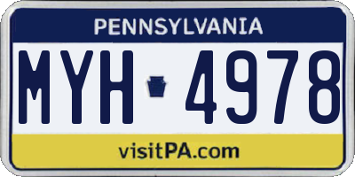 PA license plate MYH4978