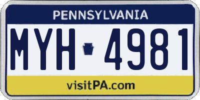 PA license plate MYH4981