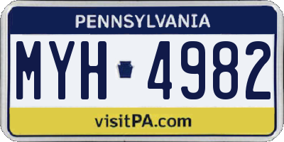 PA license plate MYH4982
