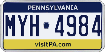 PA license plate MYH4984