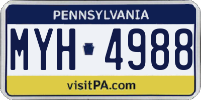 PA license plate MYH4988