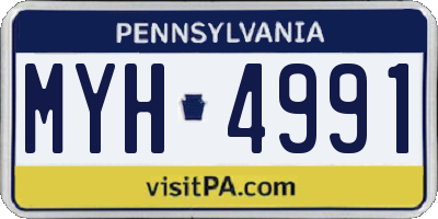 PA license plate MYH4991