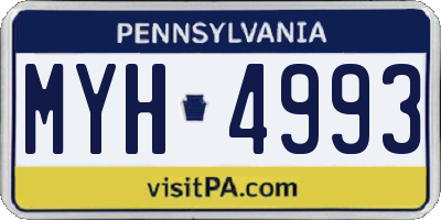 PA license plate MYH4993
