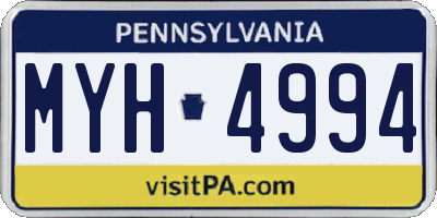 PA license plate MYH4994
