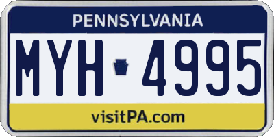 PA license plate MYH4995