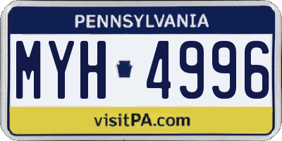 PA license plate MYH4996