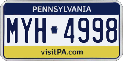 PA license plate MYH4998