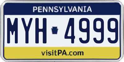 PA license plate MYH4999