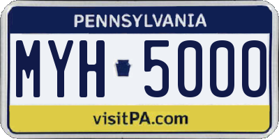 PA license plate MYH5000