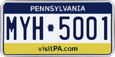 PA license plate MYH5001