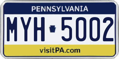 PA license plate MYH5002