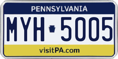 PA license plate MYH5005