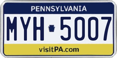PA license plate MYH5007