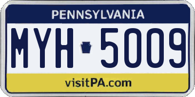 PA license plate MYH5009