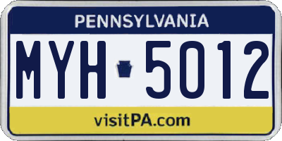 PA license plate MYH5012