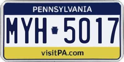 PA license plate MYH5017
