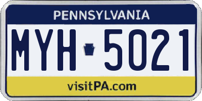 PA license plate MYH5021