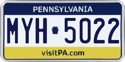 PA license plate MYH5022