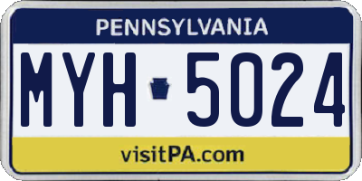 PA license plate MYH5024