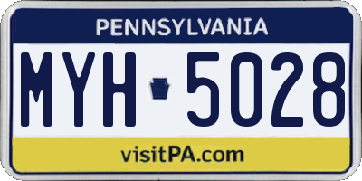 PA license plate MYH5028