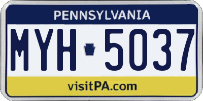 PA license plate MYH5037